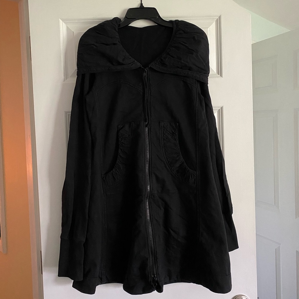 Prairie Underground Sz M black fleece hoodie jacket organic cotton boho layering